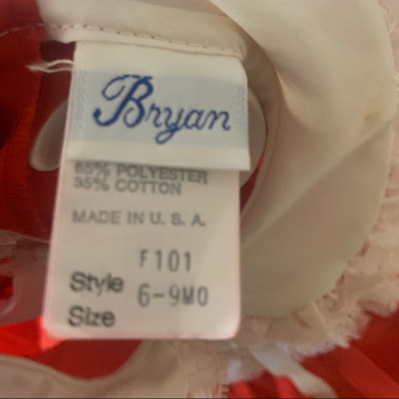 Vintage Bryan Red & White Lace Ruffle Dress & Pants Set - Picture 8 of 9